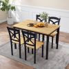 5-Piece Dining Table Set Home Kitchen Table and Chairs Industrial Wooden Dining Set with Metal Frame and 4 Chairs;  Oak