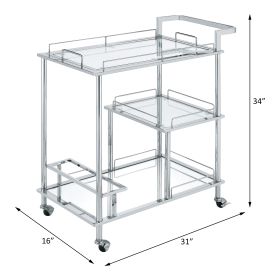 ACME Splinter Serving Cart, Clear Glass & Chrome Finish 98215