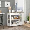 Cala Kitchen Island 46; Six Casters; Two Drawers; Lower Open Shelf -White / Light Oak