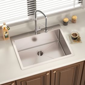 Topmount Sink 28 x 22 x 9 inch - Drop-in Sink 16 Gauge SUS304 - Single Bowl Stainless Steel Kitchen Sink