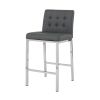 Modern Design High Counter Stool Electroplated leg Kitchen Restaurant grey pu Bar Chair(set of 2)