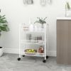 3-Tier Kitchen Trolley White 18.1"x10.2"x25.2" Iron