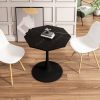 31.50"Modern Octagonal Coffee Table with Printed Black Marble Table Top,Metal Base, for Dining Room, Kitchen, Living Room