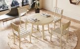 TOPMAX Rustic 42inch Round Dining Table Set with Cross Legs and Upholstered Dining Chairs for Small Places, Natural