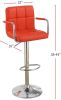 Contemporary Style Red Faux Leather Bar Stool Counter Height Chairs Set of 2 Adjustable Height Kitchen Island Stools