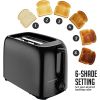 OVENTE 1.7L Electric Kettle + 2-Slice Toaster Combo with 6-Shade Settings, New- Black KP72B + TP2210B