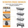 4 Tier Fruit Vegetable Basket for Kitchen, Storage Cart, Vegetable Basket Bins, Wire Storage Organizer Utility Cart with Wheels, Medium, Black