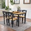 5-Piece Dining Table Set Home Kitchen Table and Chairs Industrial Wooden Dining Set with Metal Frame and 4 Chairs;  Oak