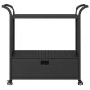 Bar Cart with Drawer Black 39.4"x17.7"x38.2" Poly Rattan