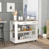 Cala Kitchen Island 46; Six Casters; Two Drawers; Lower Open Shelf -White / Light Oak