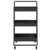 3-Tier Kitchen Trolley Black 16.5"x13.8"x33.5" Iron and ABS