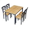 5-Piece Dining Table Set Home Kitchen Table and Chairs Industrial Wooden Dining Set with Metal Frame and 4 Chairs;  Oak