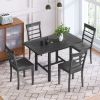 TOPMAX 5-Piece Wood Square Drop Leaf Breakfast Nook Extendable Dining Table Set with 4 Ladder Back Chairs for Small Places, Gray