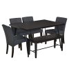 TOPMAX Modern 6-Piece Dining Table Set with V-Shape Metal Legs, Wood Kitchen Table Set with 4 Upholstered Chairs and Bench for 6,Espresso