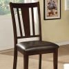 Set of 2 Side Chairs Dark Espresso Finish Solid wood Kitchen Dining Room Furniture Padded Leatherette Seat Unique back