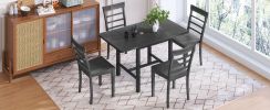 TOPMAX 5-Piece Wood Square Drop Leaf Breakfast Nook Extendable Dining Table Set with 4 Ladder Back Chairs for Small Places, Gray