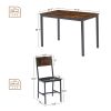 Dining Set for 5 Kitchen Table with 4 Upholstered Chairs, Rustic Brown, 47.2'' L x 27.6'' W x 29.7'' H.