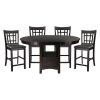 Traditional Design Dark Cherry Finish Counter Height Dining Set 5pc Table w Extension Leaf and 4 Counter Height Chairs