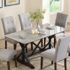 7-piece Modern Dining Table Set, Gray Sintered Stone Dining Table with 6 Tufted Upholstered Chairs, 63-inch Rectangle Dining Table for Dining Room