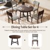 TOPMAX Rustic 42inch Round Dining Table Set with Cross Legs and Upholstered Dining Chairs for Small Places, Espresso