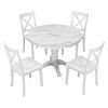 5 Pieces Dining Table and Chairs Set for 4 Persons; Kitchen Room Solid Wood Table with 4 Chairs