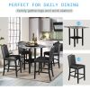 TOPMAX 5 Piece Dining Set with Matching Chairs and Bottom Shelf for Dining Room, Black Chair+Gray Table