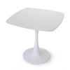 White Square Dining Table, Modern Tulip Kitchen Dinner Table with Pesdestal Base for 2 or 4 Persons, White