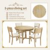 TOPMAX Rustic 42inch Round Dining Table Set with Cross Legs and Upholstered Dining Chairs for Small Places, Natural