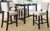 TOPMAX 5 Piece Rustic Wooden Counter Height Dining Table Set with 4 Upholstered Chairs for Small Places, Espresso+ Beige