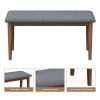 2PCS Upholstered Benches Retro Upholstered Bench Solid Rubber Wood for Kitchen Dining Room Grey and Walnut Color