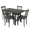 TOPMAX 5-Piece Wood Square Drop Leaf Breakfast Nook Extendable Dining Table Set with 4 Ladder Back Chairs for Small Places, Gray