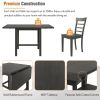 TOPMAX 5-Piece Wood Square Drop Leaf Breakfast Nook Extendable Dining Table Set with 4 Ladder Back Chairs for Small Places, Gray