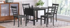 TOPMAX 5-Piece Wood Square Drop Leaf Breakfast Nook Extendable Dining Table Set with 4 Ladder Back Chairs for Small Places, Gray