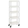 5-Tier Kitchen Trolley White 16.5"x11.4"x50.4" Iron and ABS