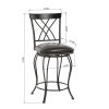 Industrial Counter Height Bar Stools Set of 2, Swivel Barstools with Metal Back for Kitchen Island, 24 Inch Height Round Seat