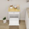 One Drawers and One-Compartment Tilt-Out Trash Cabinet Kitchen Trash Cabinet-White