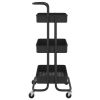 3-Tier Kitchen Trolley Black 16.5"x13.8"x33.5" Iron and ABS