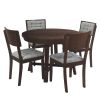 TOPMAX Rustic 42inch Round Dining Table Set with Cross Legs and Upholstered Dining Chairs for Small Places, Espresso