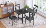 TOPMAX 5-Piece Wood Square Drop Leaf Breakfast Nook Extendable Dining Table Set with 4 Ladder Back Chairs for Small Places, Gray