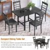 TOPMAX 5-Piece Wood Square Drop Leaf Breakfast Nook Extendable Dining Table Set with 4 Ladder Back Chairs for Small Places, Gray