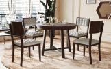 TOPMAX Rustic 42inch Round Dining Table Set with Cross Legs and Upholstered Dining Chairs for Small Places, Espresso