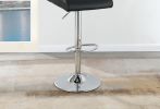 Adjustable Bar stool Gas lift Chair Black Faux Leather Tufted Chrome Base Modern Set of 2 Chairs Dining Kitchen