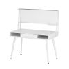 Techni Mobili Study Computer Desk with Storage & Magnetic Dry Erase White Board, White