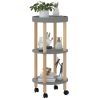 3-tier Trolley Gray 15"x15"x32.3" Engineered Wood&Solid Wood Pine