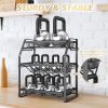 Spice Rack Organizer, 3-Tier Seasoning Organizer, Kitchen Spice Shelf, Countertop Organizer for Bathroom Vanity Kitchen-Black