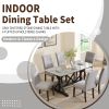 7-piece Modern Dining Table Set, Gray Sintered Stone Dining Table with 6 Tufted Upholstered Chairs, 63-inch Rectangle Dining Table for Dining Room