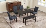 TOPMAX Modern 6-Piece Dining Table Set with V-Shape Metal Legs, Wood Kitchen Table Set with 4 Upholstered Chairs and Bench for 6,Espresso