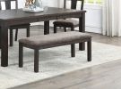 Transitional Style 6pc Dining Room Set Dining Table w Leaf 1x Bench and 4x Side Chairs Dark Grey Finish Cushion Seats Kitchen Dining Furniture