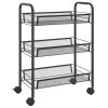 3-Tier Kitchen Trolley Black 18.1"x10.2"x25.2" Iron