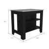 Cala Kitchen Island; Four Legs; Three Shelves -Black / Ibiza Marble